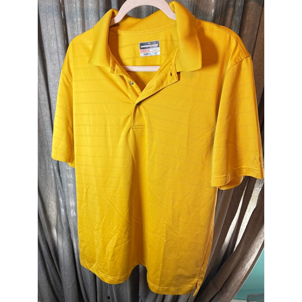 Grand Slam Performance Airflow Mens Golf Polo Shirt Yellow Large Short Sleeve